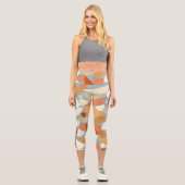 Abstrakt Orange Capri Leggings (Vorderseite)