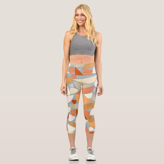 Abstrakt Orange Capri Leggings (Vorderseite)