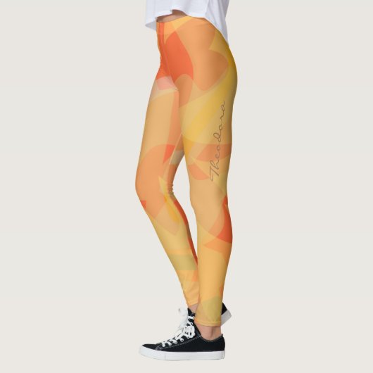 Abstrakt Orange Floral Leggings (Links)