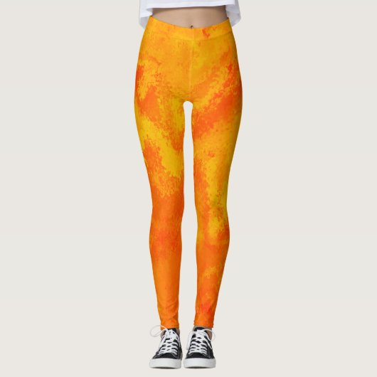 Abstrakt-orange-gelbe Diffusion Leggings (Vorderseite)