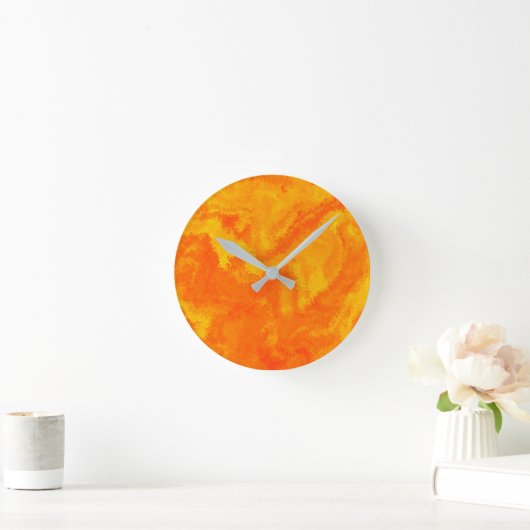 Abstrakt-orange-gelbe Diffusion Runde Wanduhr (Zuhause)