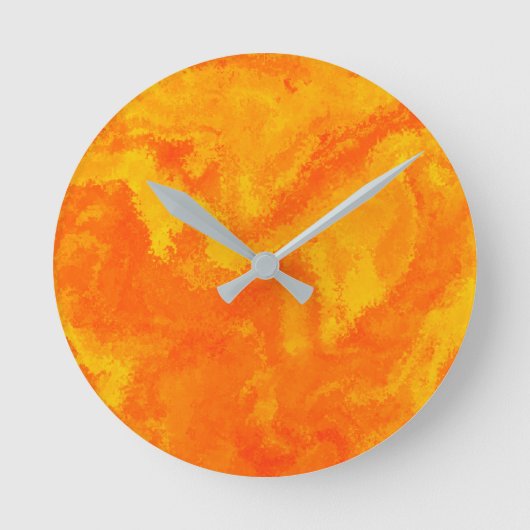 Abstrakt-orange-gelbe Diffusion Runde Wanduhr (Vorderseite)