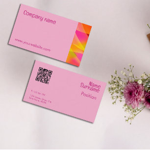 Abstrakt orange gelbe fuchsienfarbene QR Visitenka Visitenkarte