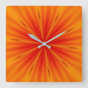 Abstrakt-orange-gelbe Sternexplosion Quadratische Wanduhr