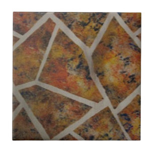 Abstrakt orange-gelbe Tanklatsche, schwarze Tile, Fliese