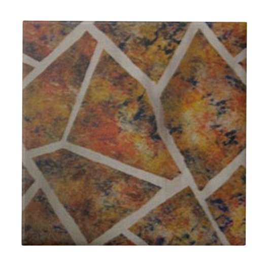 Abstrakt orange-gelbe Tanklatsche, schwarze Tile, Fliese (Vorderseite)