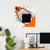 Abstrakt Orange Gray Off-White Black AP002 Poster (Heimbüro)