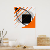Abstrakt Orange Gray Off-White Black AP002 Poster (Küche)