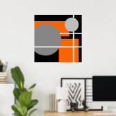 Abstrakt Orange Gray Schwarz-weiß AP0001 Poster (Heimbüro)