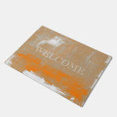Abstrakt Orange Grey White Willkommen Fußmatte (Schrägansicht)