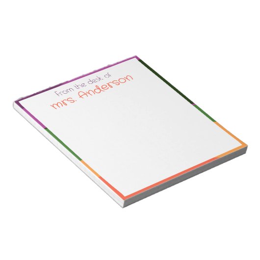 Abstrakt orange lila grüne Grenze Notizblock (angewinkelt)