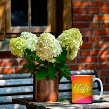 Abstrakt orange Magenta rosa geometrisch mit Namen