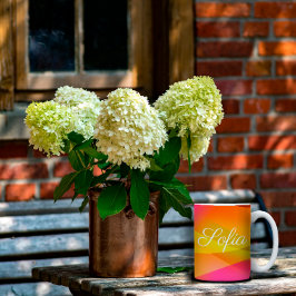 Abstrakt orange Magenta rosa geometrisch mit Namen Kaffeetasse