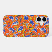 Abstrakt Orange Paisley Pattern iPhone 16 Hülle (Rückseite (Horizontal))