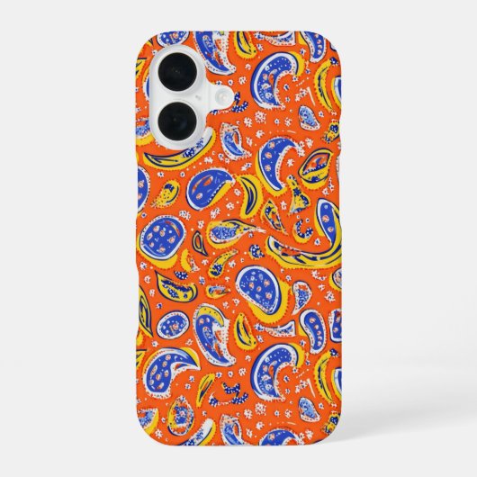Abstrakt Orange Paisley Pattern iPhone 16 Hülle (Rückseite)
