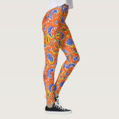 Abstrakt Orange Paisley Pattern Leggings (Rechts)