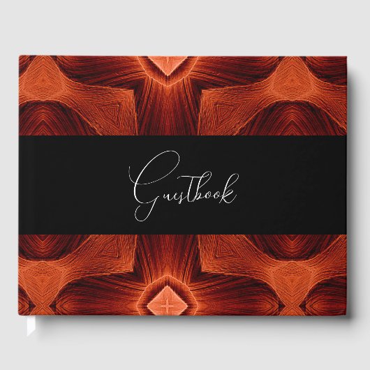 Abstrakt Orange Pattern Vintage Wedding Gästebuch (Vorderseite)