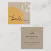 ABSTRAKT ORANGE RUST KRAFT SCANDI DANKEN DANK LOGI QUADRATISCHE VISITENKARTE (Vorne/Hinten)