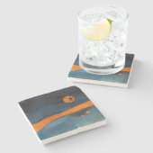 Abstrakt Orange Sun Steinuntersetzer (Seitenansicht)