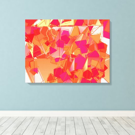 Abstrakt orange und scharf rosa leinwanddruck (Insitu (Holzboden))
