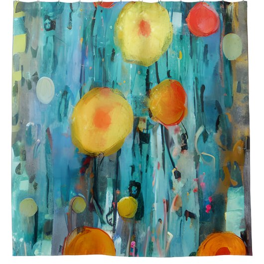 Abstrakt orangefarbene Blume Duschvorhang (Vorderseite)