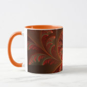 Abstrakt orangefarbenes Fraktal Monogramm Tasse (Links)