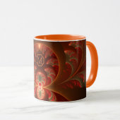 Abstrakt orangefarbenes Fraktal Monogramm Tasse (VorderseiteRechts)