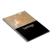 Abstrakt orangefarbenes Schwarz-Name Monogramm Notizblock (Rechte Seite)