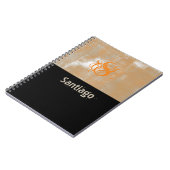 Abstrakt orangefarbenes Schwarz-Name Monogramm Notizblock (Linke Seite)