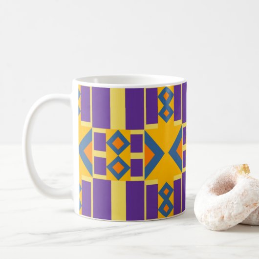 Abstrakt orangefarbenes und Lila Design mit Diaman Kaffeetasse (Mit Donut)