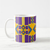 Abstrakt orangefarbenes und Lila Design mit Diaman Kaffeetasse (Links)