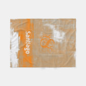Abstrakt orangefarbenes Weiß Ihr Name Monogram Fleecedecke (Vorderseite (Horizontal))