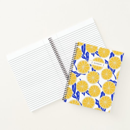 Abstrakt Orangen Blau Blätter Modernes Fruchtmuste Notizblock (Innenseite)