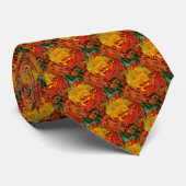 Abstrakt-Orangengelbes Grünes Muster Krawatte (Gerollt)