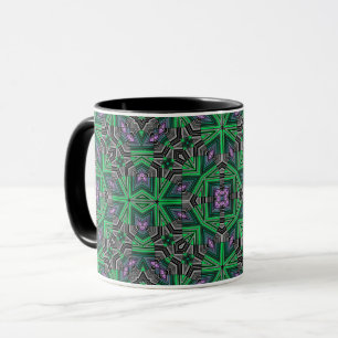 Abstrakt ornamentale gestreifte grüne dunkle Folkl Tasse