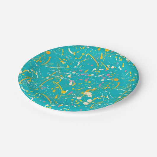 Abstrakt Paint Splash Pappteller (Schrägansicht)