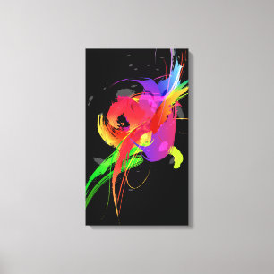 Abstrakt Paint Spritzer Rainbow Lorikeet auf Black Leinwanddruck