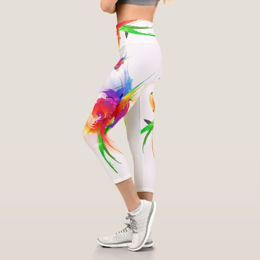Abstrakt Paint Spritzer Rainbow Lorikeet Capri Leggings (Links)