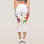 Abstrakt Paint Spritzer Rainbow Lorikeet Capri Leggings (Rückseite)