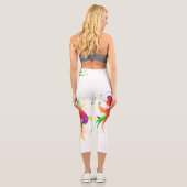 Abstrakt Paint Spritzer Rainbow Lorikeet Capri Leggings (Rückseite)
