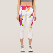 Abstrakt Paint Spritzer Rainbow Lorikeet Capri Leggings (Vorderseite)