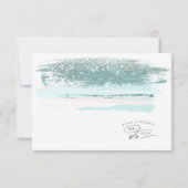 Abstrakt Paint Strokes Wedding RSVP Aquamarin Karte (Rückseite)