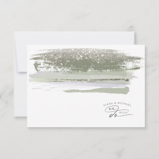 Abstrakt Paint Strokes Wedding RSVP ID886 Karte (Rückseite)