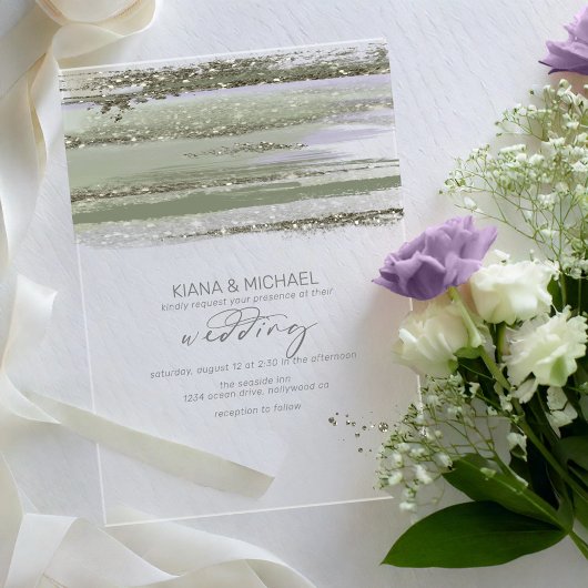 Abstrakt Paint Strokes Wedding V3 ID886 Acryleinladungen