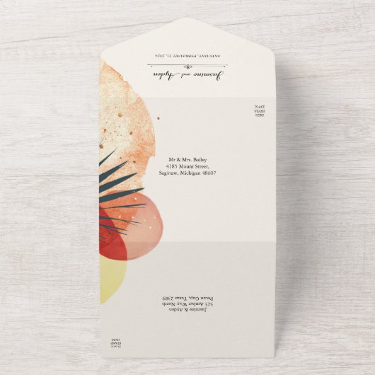 Abstrakt Palm Leaf All In One Einladung (Außenbereich)