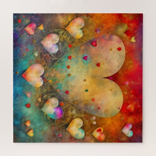 Abstrakt Paper Mache Hearts Puzzle (Horizontal)