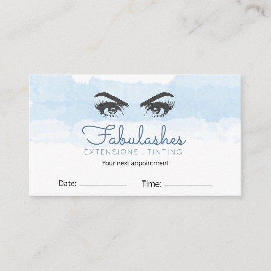 Abstrakt Pastel Blue Makeup Artist Eyelash Terminkarte (Vorderseite)