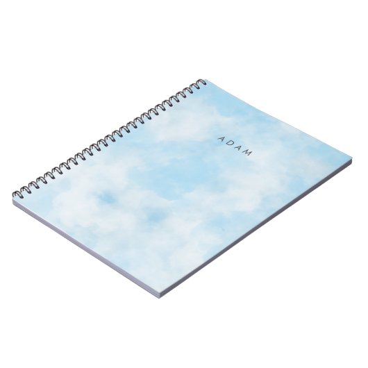 Abstrakt Pastel Blue Sky Clouds personalisieren Notizblock (Linke Seite)