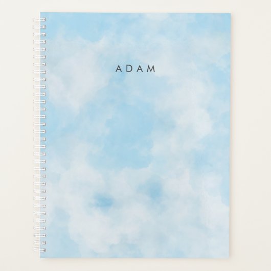 Abstrakt Pastel Blue Sky Clouds personalisieren Planer (Vorderseite)