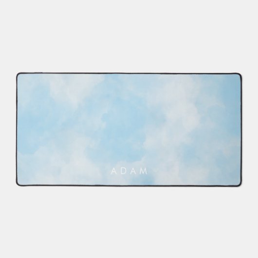 Abstrakt Pastel Blue Sky Clouds personalisieren Schreibtischunterlage (Vorderseite)